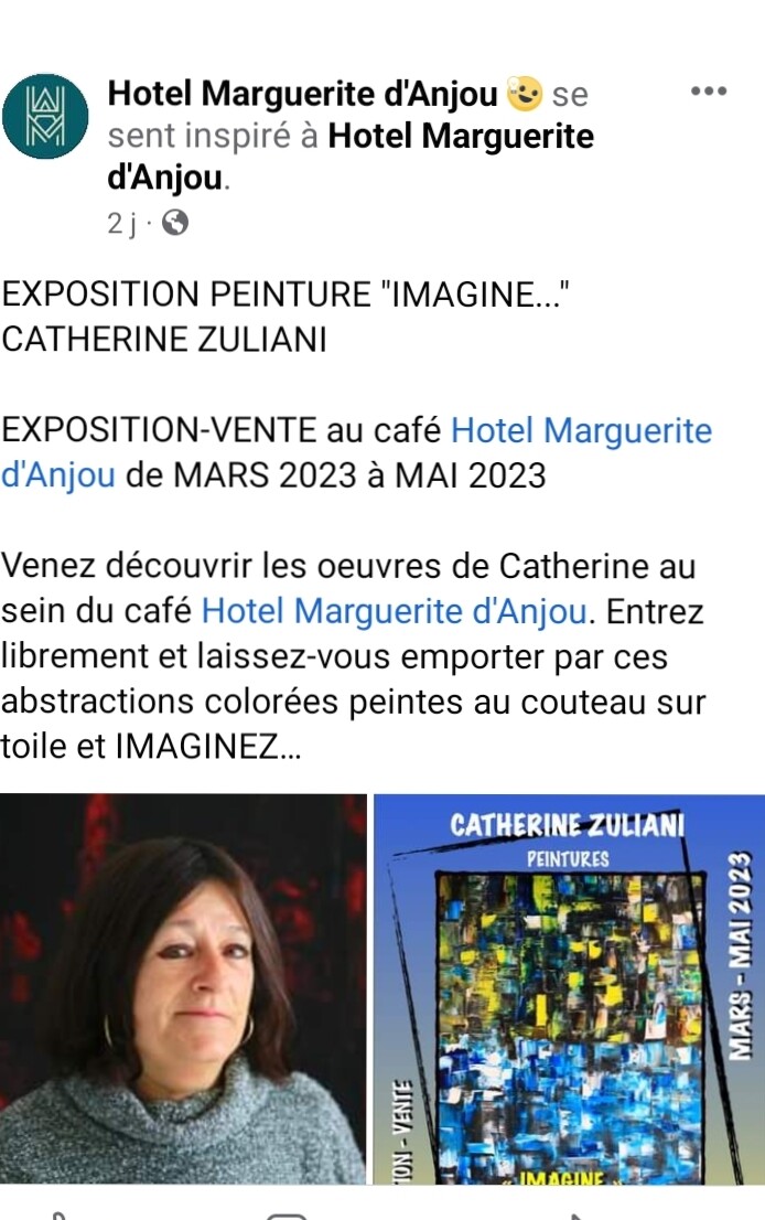 Exposition hôtel café Marguerite d'Anjou Angers en face du château