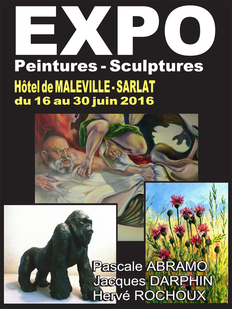 expo des sculptures de Pascale Abramo et des peintures de Jacques Darphin et Hervé Rochoux