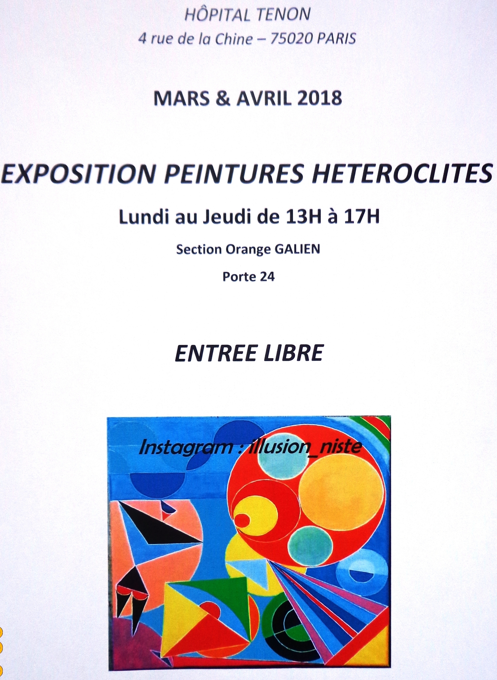 Exposition Peintures Hétéroclites - PARIS - 75020