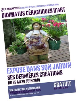 julie et DIDIMATUS CÉRAMIQUES D'ART EXPOSE DANS SON JARDIN SUR INVITATION