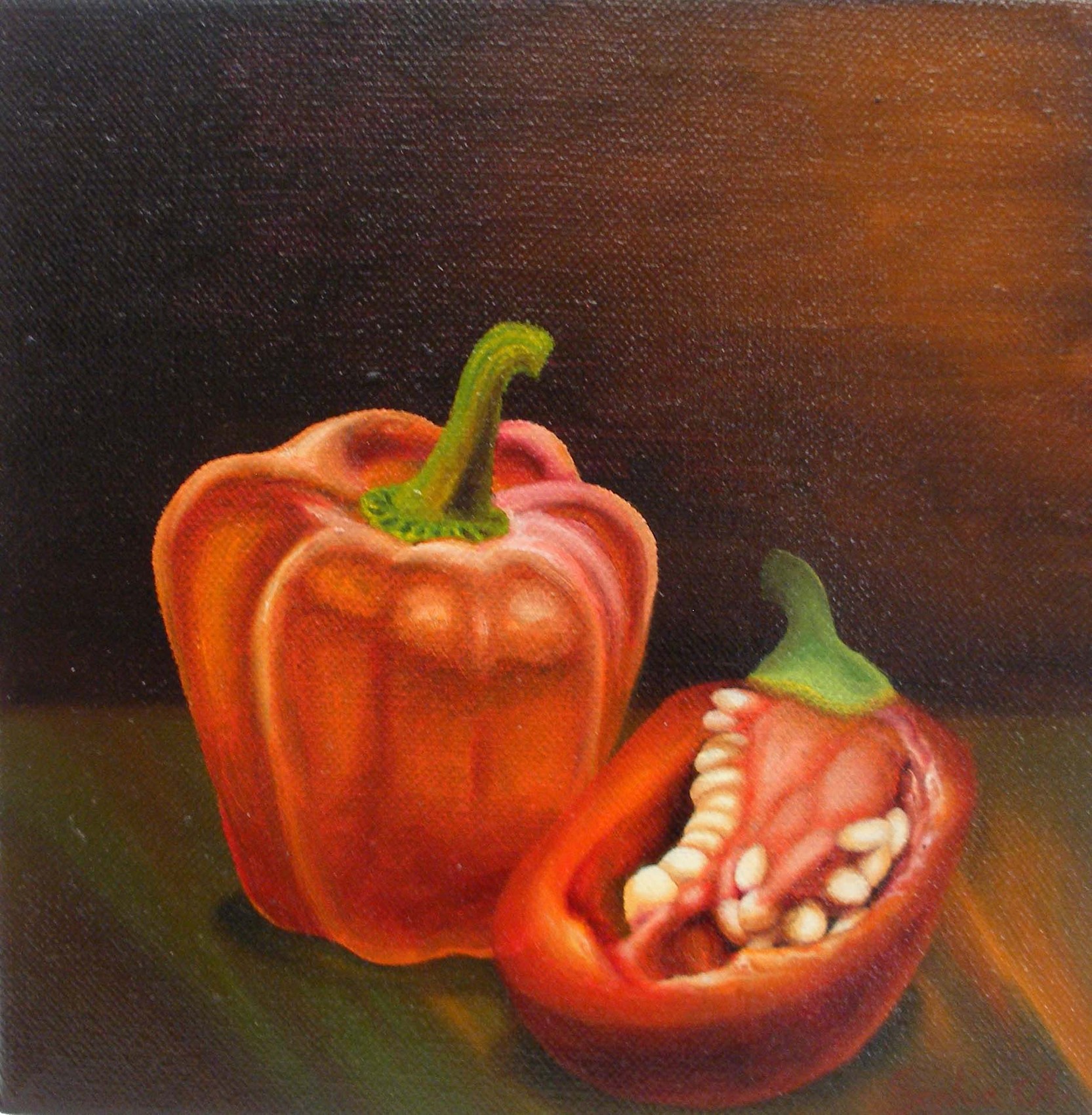 Peinture Triptyque fruits et légumes ( poivron )