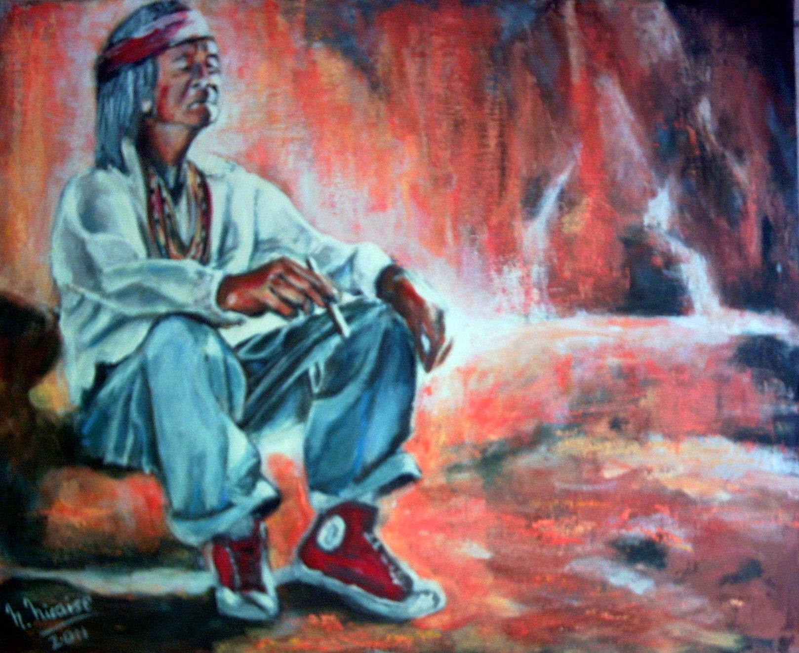 Peinture Les baskets rouges