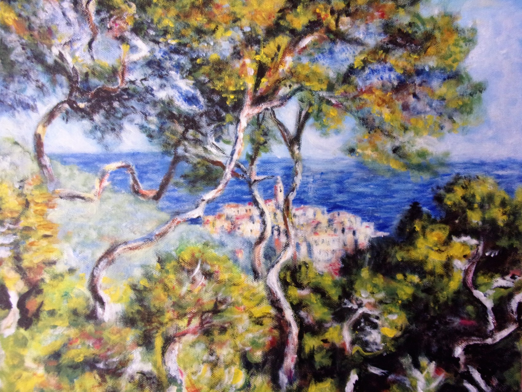 Peinture reproduction  du tableau  brodighera de claude monet 