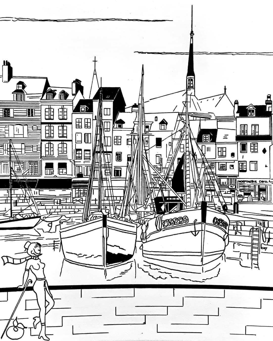 Peinture Honfleur Normandie Chill port