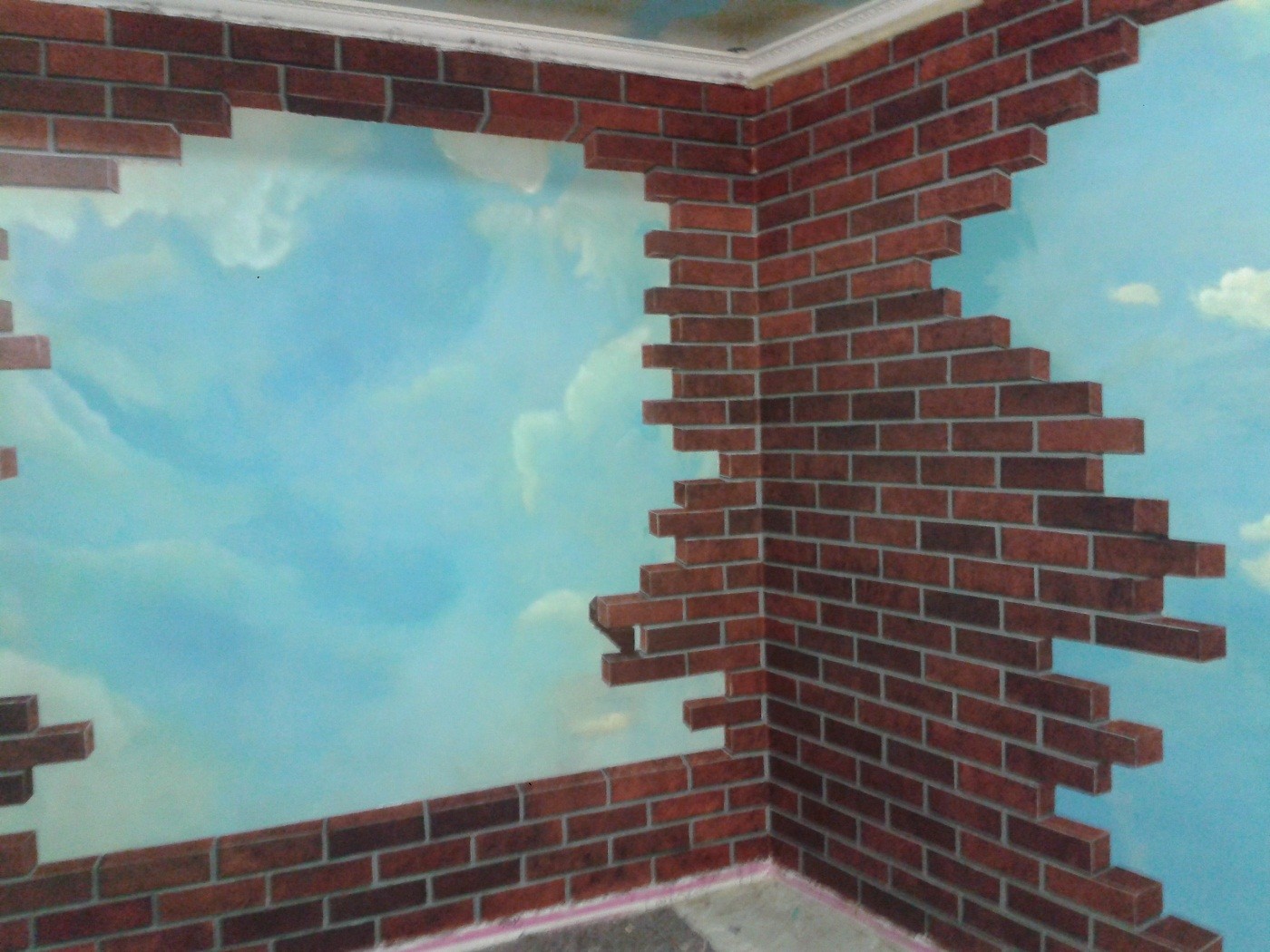 Peinture Décor mur en briques trompe-l'œil