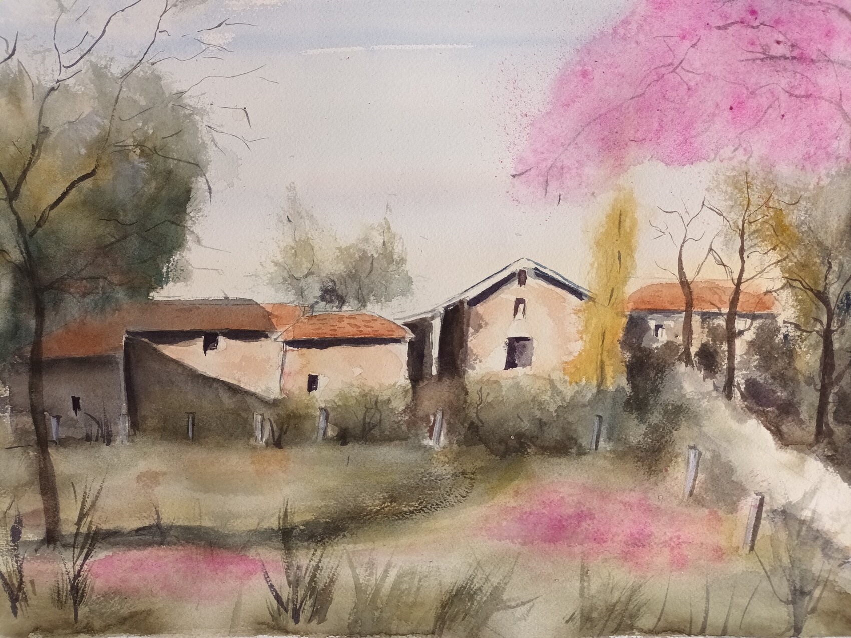 Peinture Les cerisiers en fleur