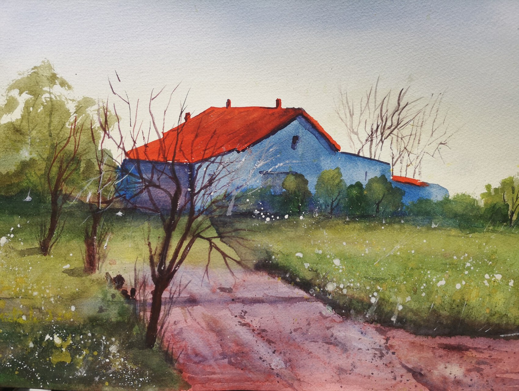 Peinture C est une maison bleue, accrochée...