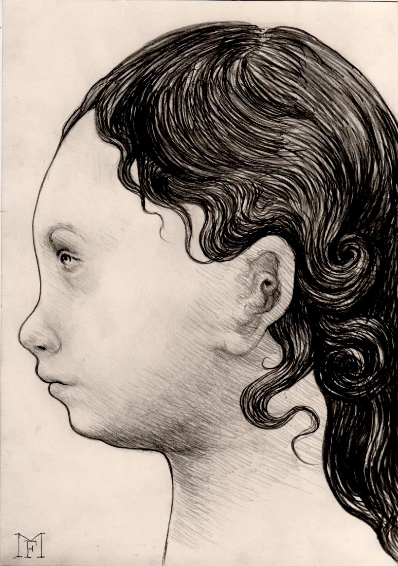 Dessin Jeune fille de profil