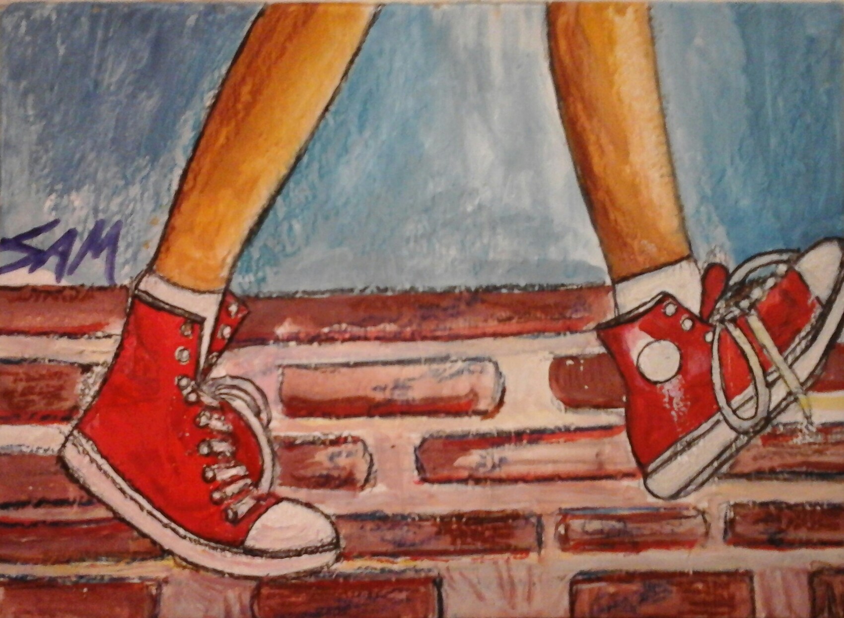 Peinture LES BASKETS ROUGES