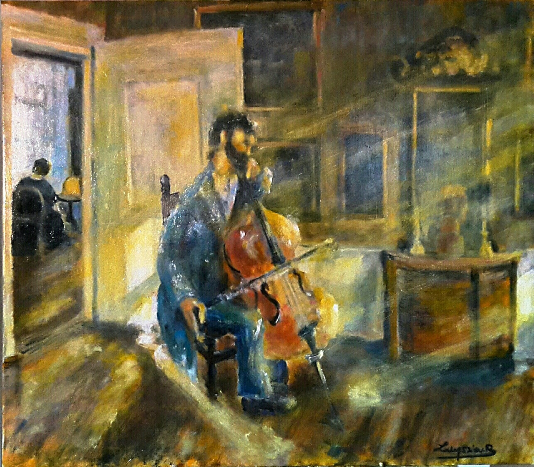 Peinture Le violoncelliste