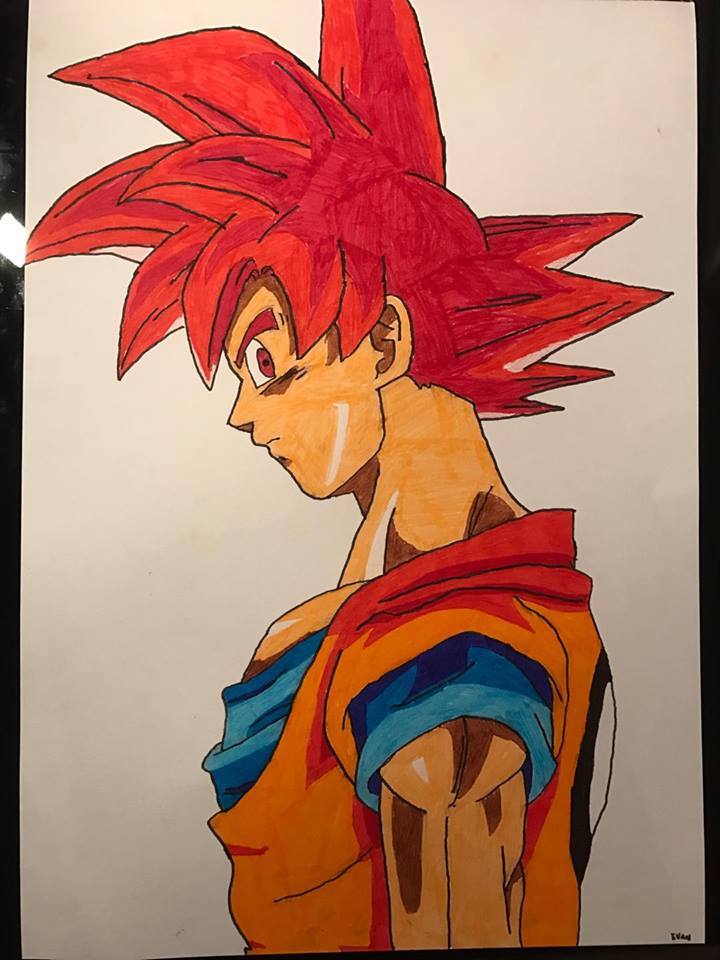 Dessin Goku ssj god