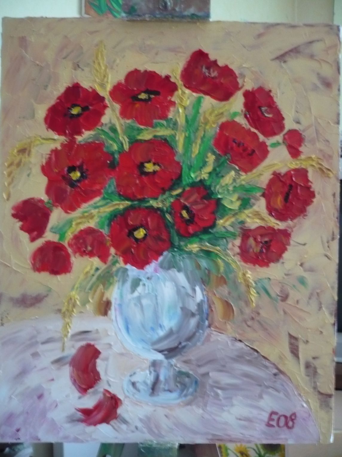 Peinture bouquet de coquelicot