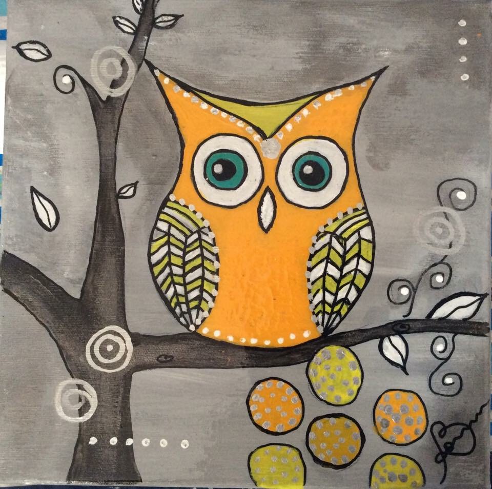 Peinture Drole D Hiboux