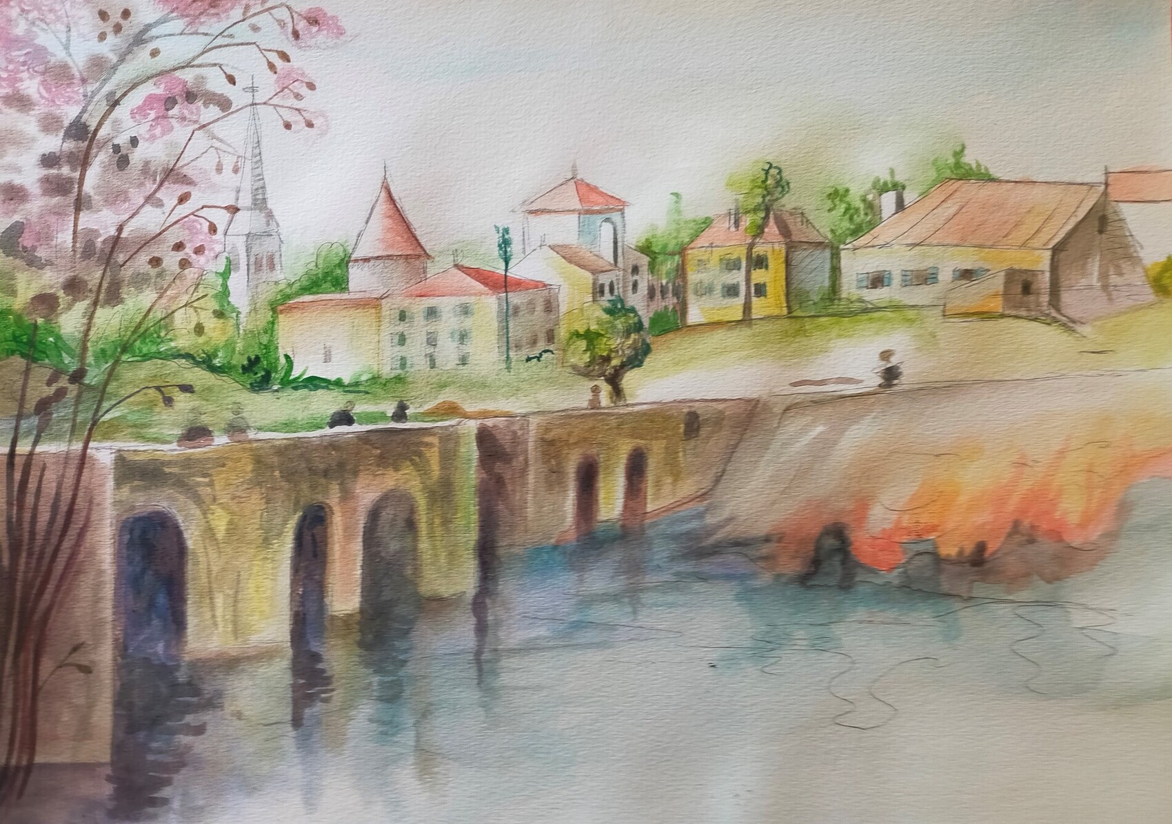Peinture le pont de barbaste