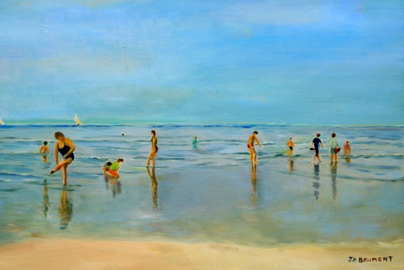 Peinture Scène De Plage En Normandie