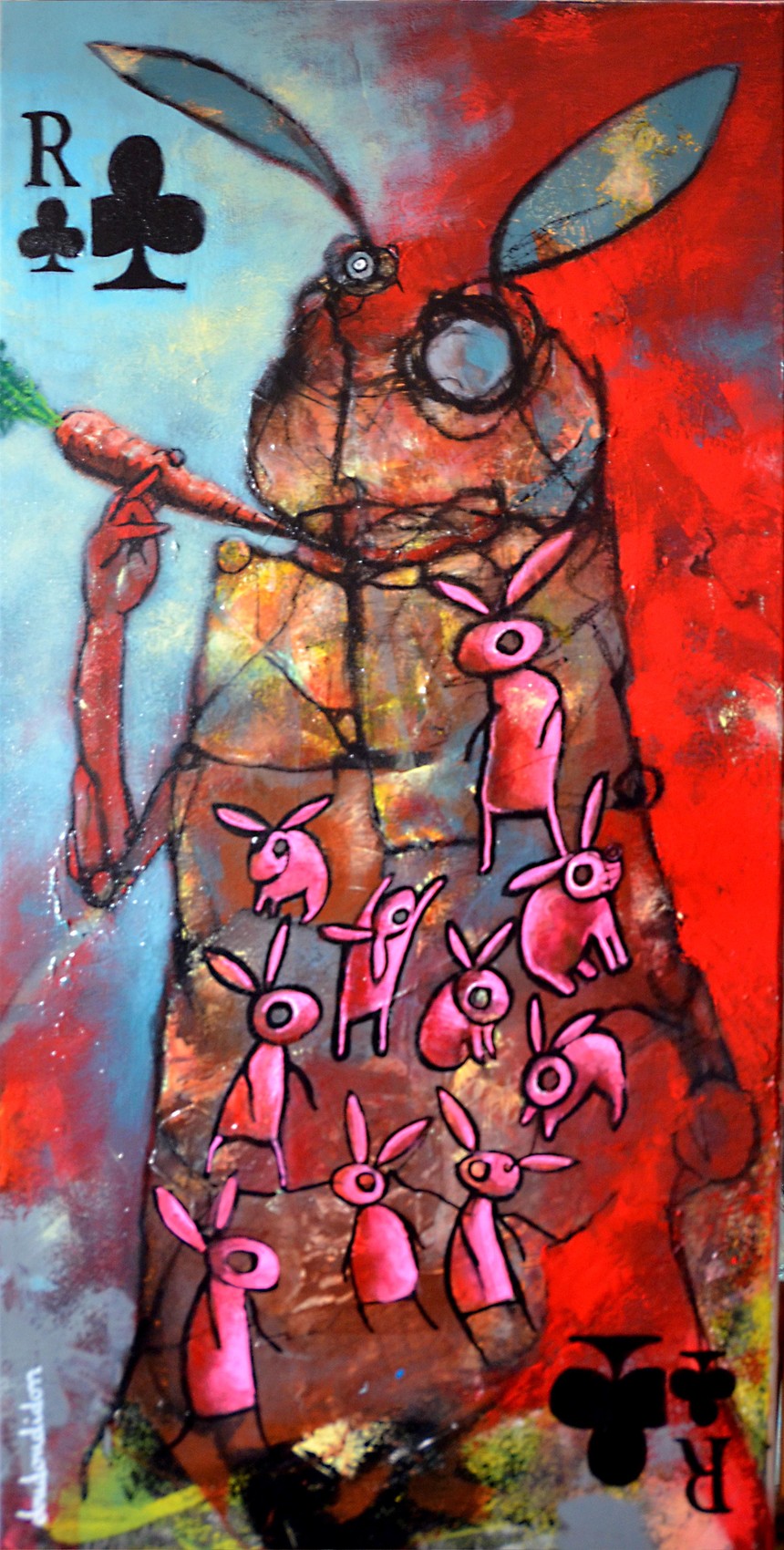 Peinture Le roi de Trèfle des lapins