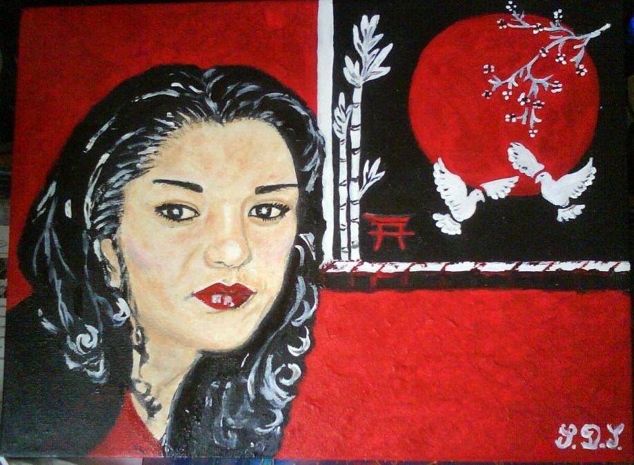 Peinture en rouge noir et blanc