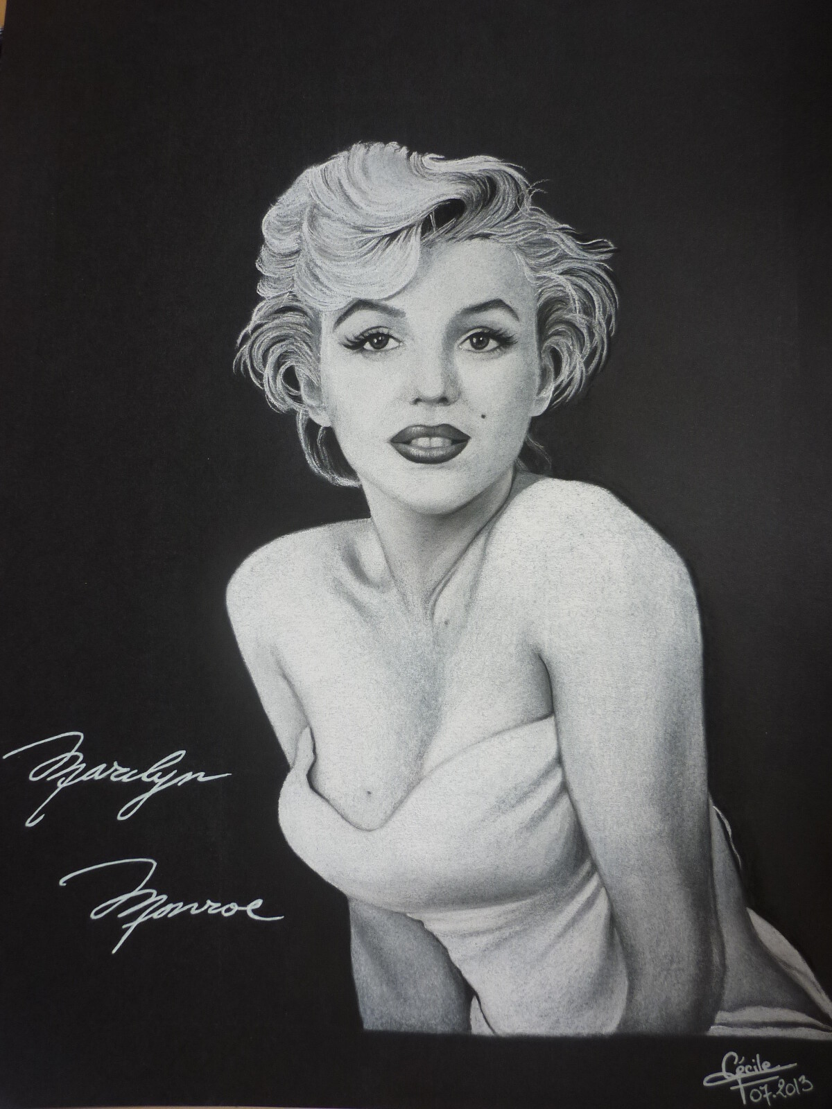 Dessin Marilyn en noir et blanc