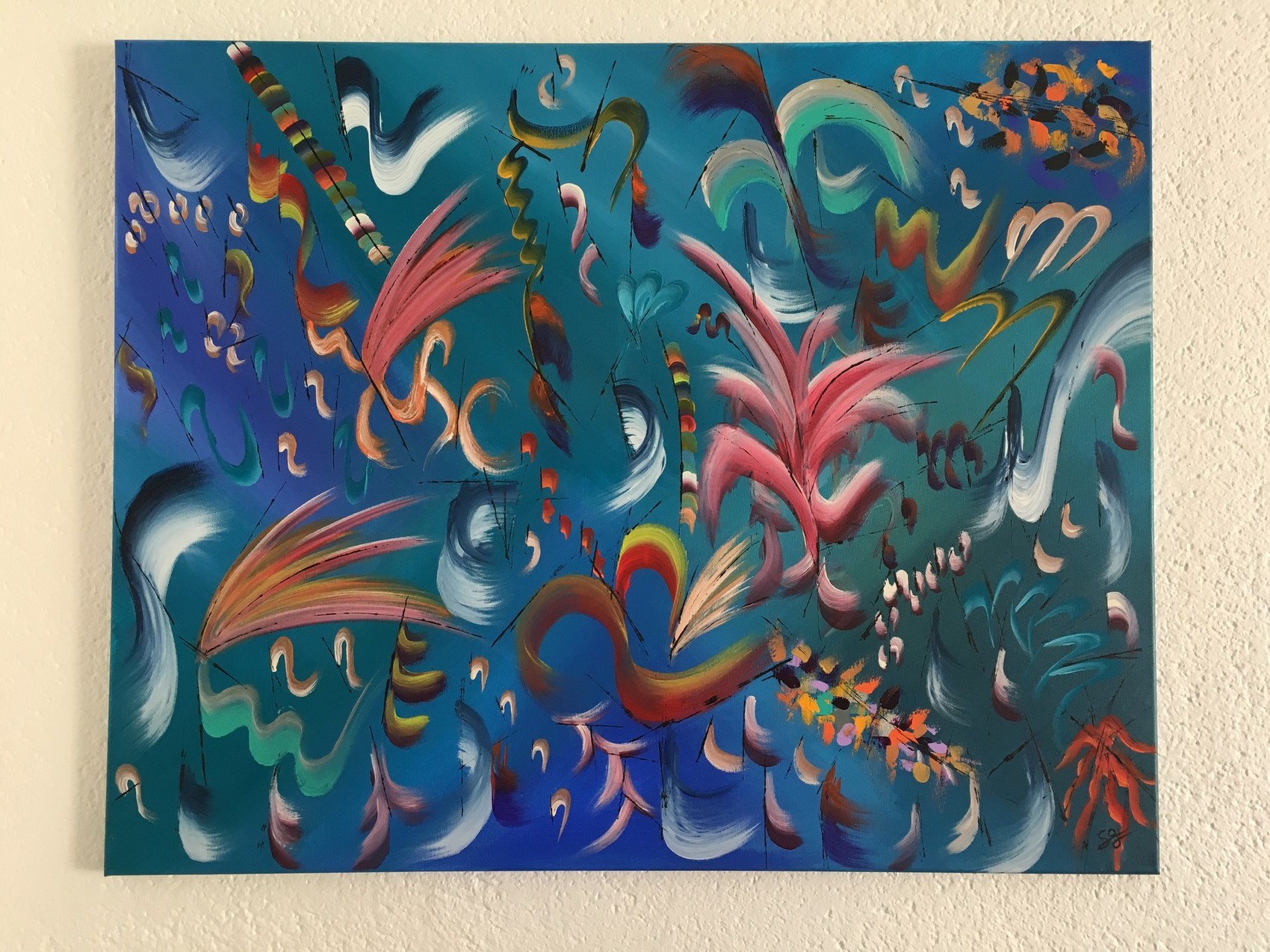 Peinture Le monde en bleu