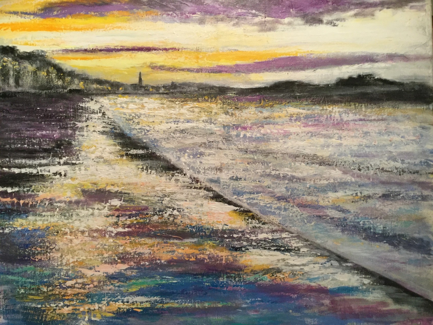 Peinture Un quai un peu débordé