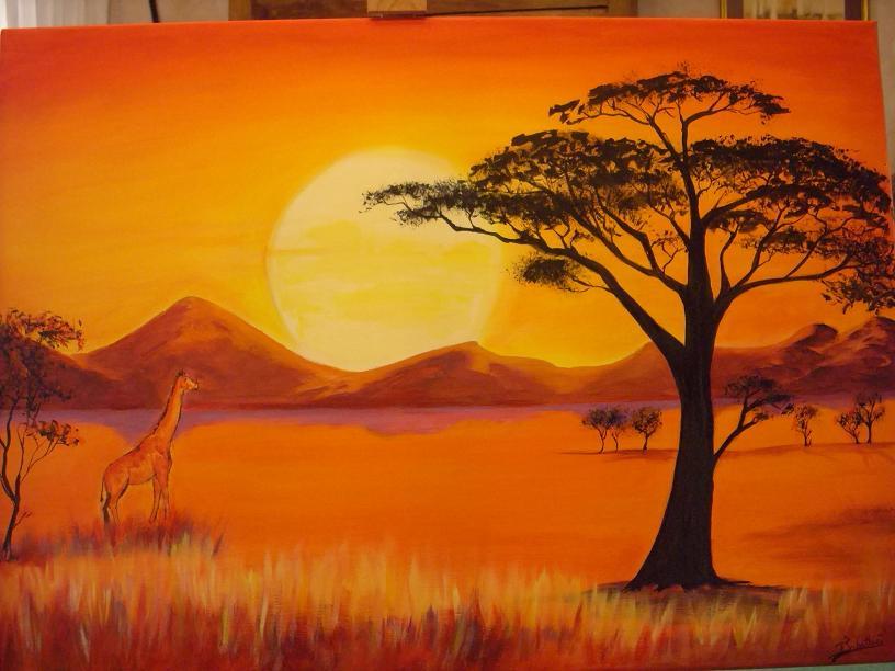 Peinture Coucher De Soleil Africain