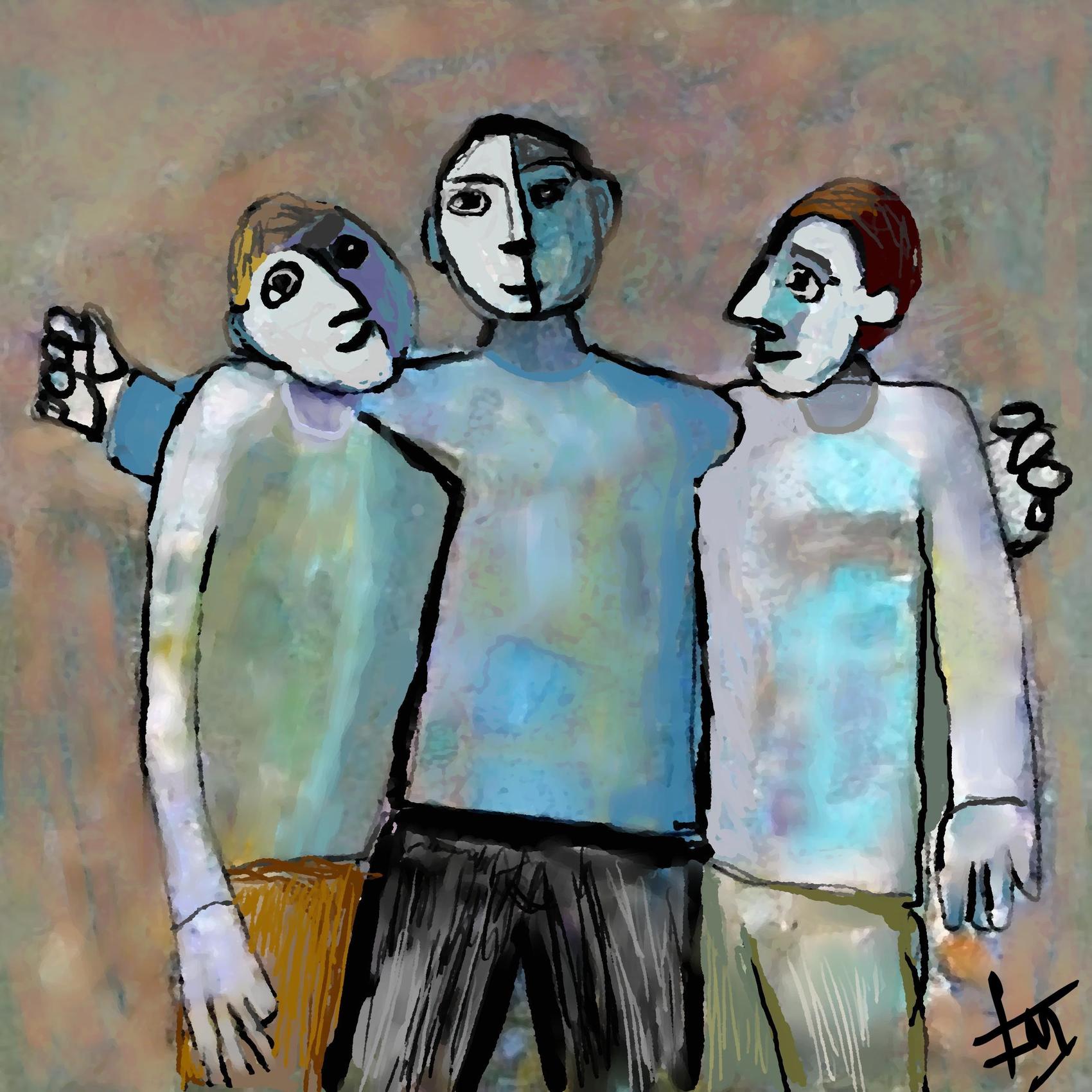 Peinture trois amis
