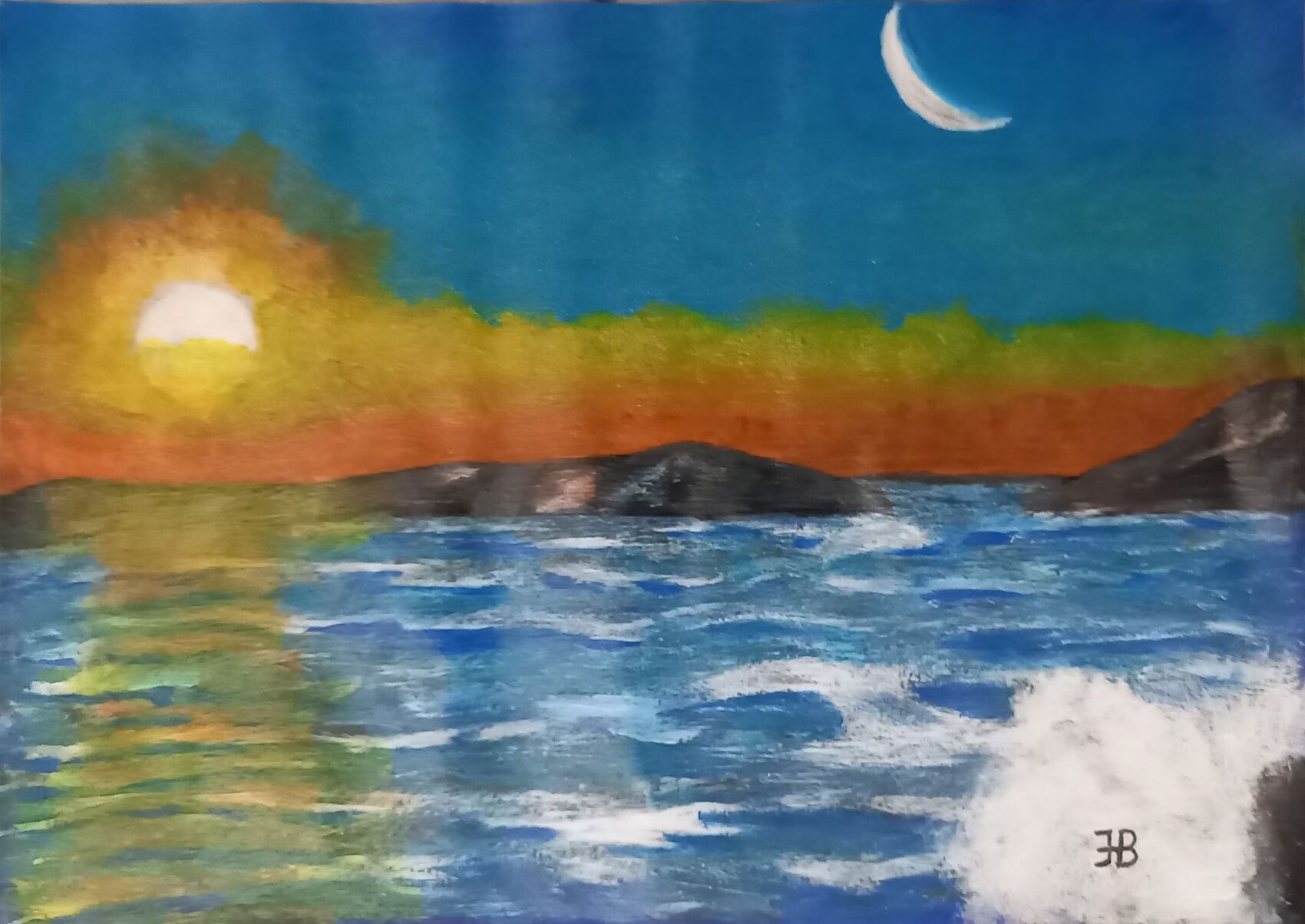 Peinture Le Soleil a rendez-vous avec la Lune