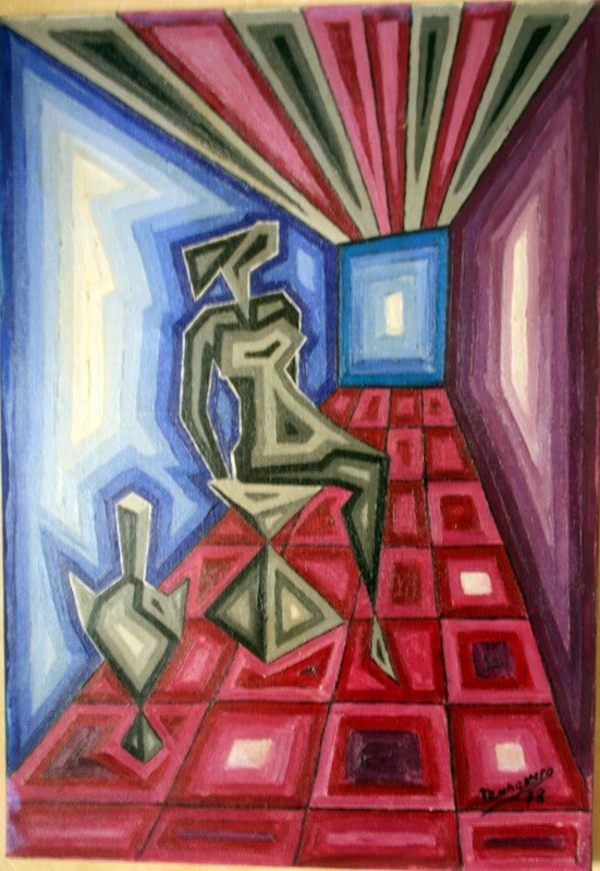 Peinture la dame assise