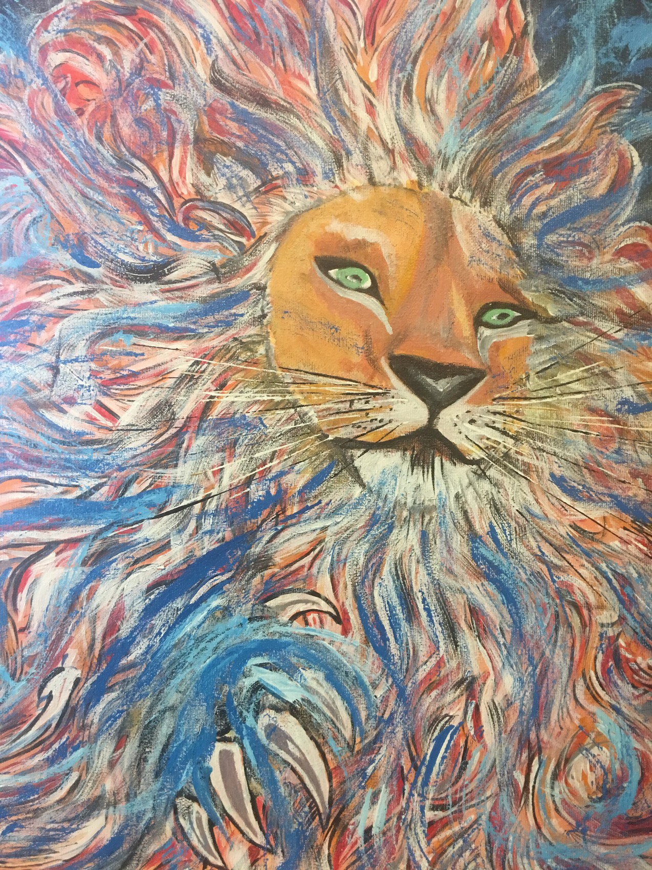 Peinture Le  lion  bleu de Marie 