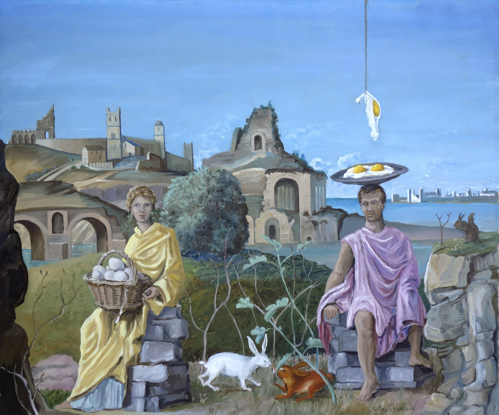 Peinture Les amants schizophrènes (allégorie de l’amour comestible)