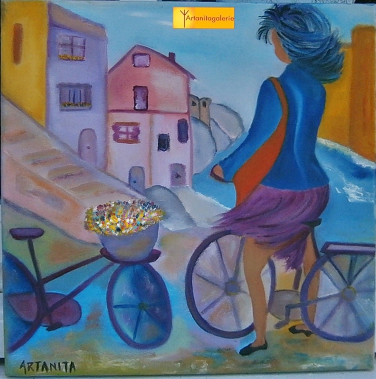 peinture aquatelle bicyclette