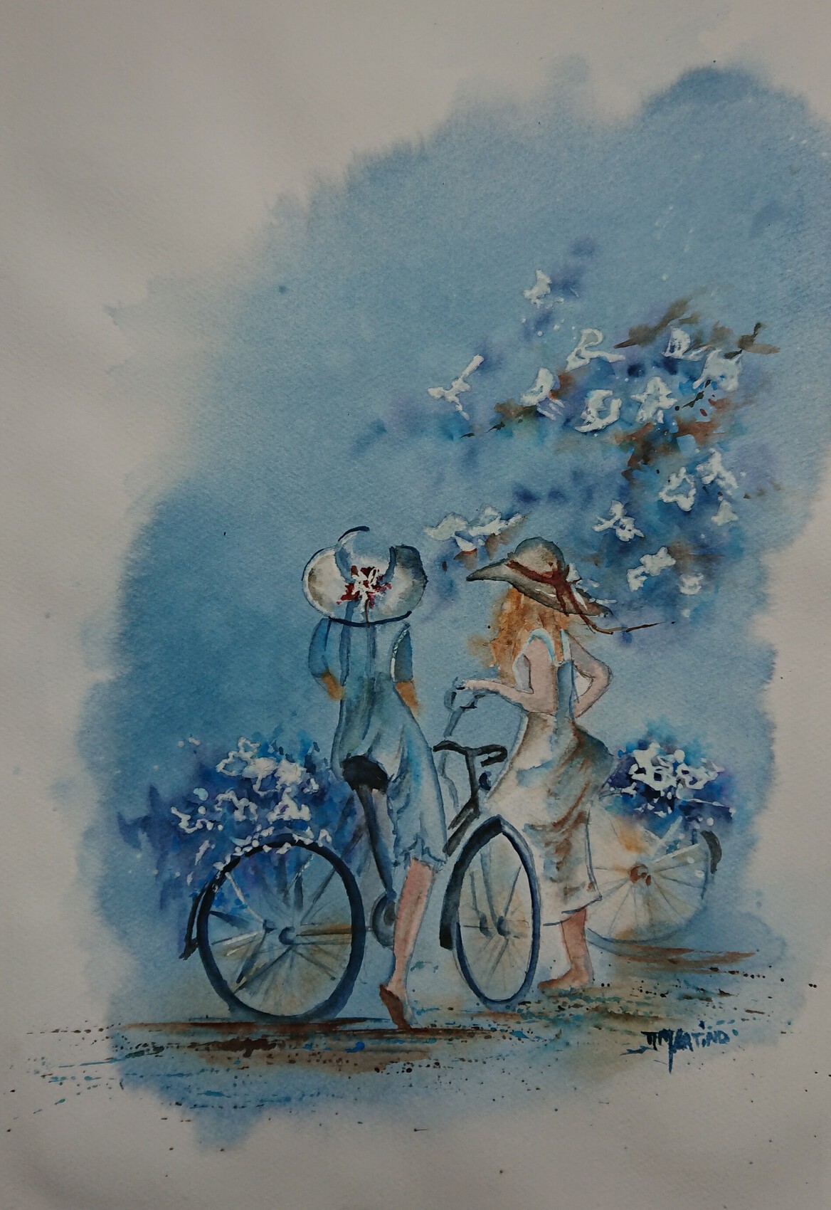 peinture aquatelle bicyclette