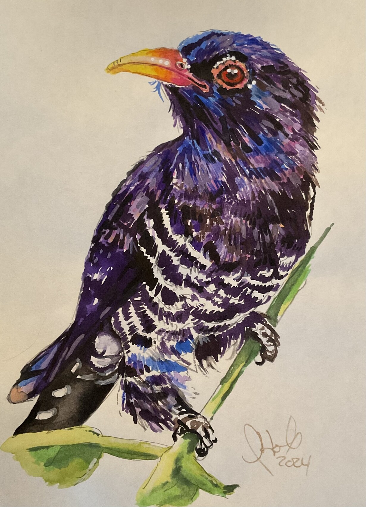 Peinture Coucou violet