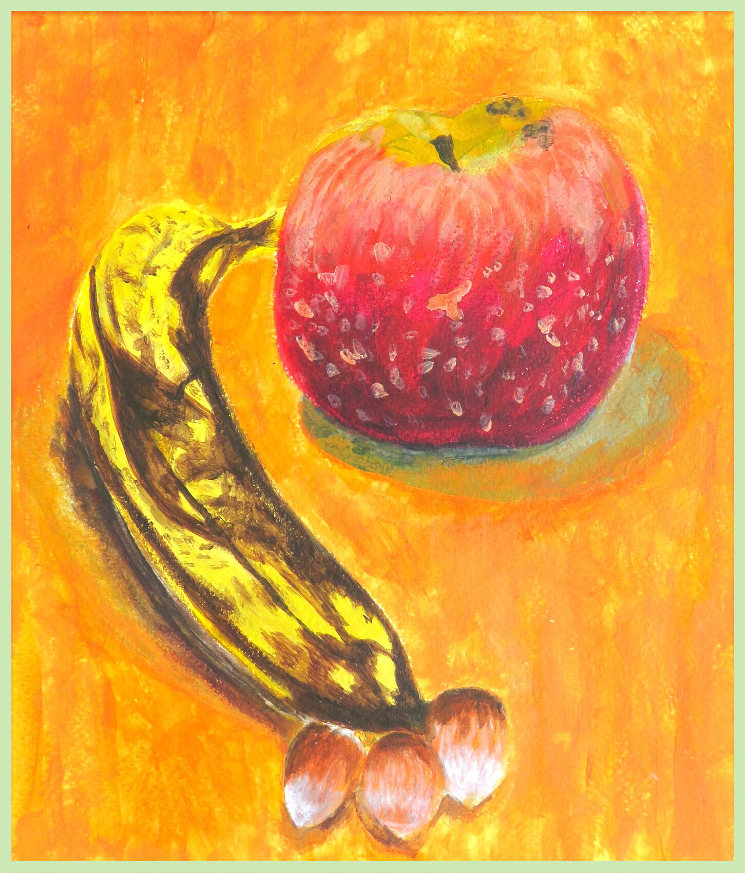 Peinture Banane noisettes pomme / Painting Banana hazelnuts apple