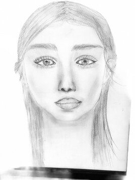 Portrait jeune femme au crayon