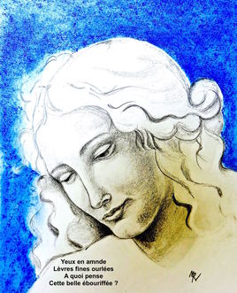 Portrait Femme La Scapigliata de L. de Vinci / Drawing Portrait of a tousled hair woman