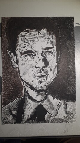 Brad Pitt in "Seven" Sketch Drawing Art