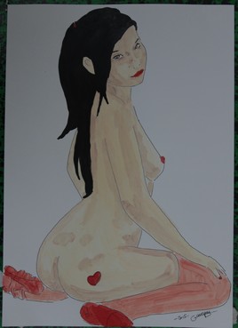 dessin nu féminin erotique portrait "Japanese love"