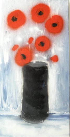 coquelicots vase gris  2