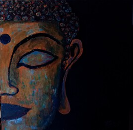 Bouddha 2 - peinture au couteau  50 cm x 50 cm