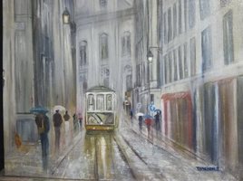 Un jour de pluie, un tram