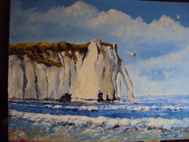 Etretat ,les falises , l'aiguille et le chas,: dimensions 61x46 ,non encadr&eacute;e , toile coton .