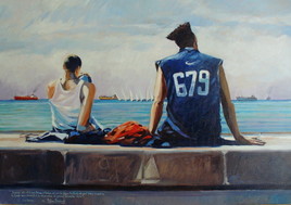 "Jeunes sur la digue" Le Havre 