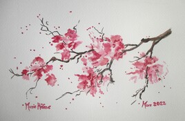 Branche de cerisier en fleurs