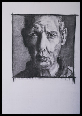 sans-titre - Papier maroufl&eacute; sur bois - Fusain // Colle de peau de lapin