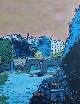 Acrylique sur toile : le Pont-Neuf et la Cité