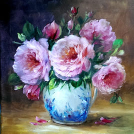 Composition d'un bouquet de roses du jardin