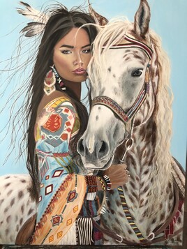 Belle indienne et son cheval