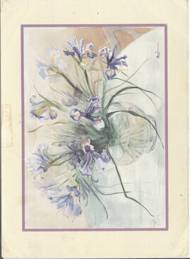 Bouquet d'iris dans bocal