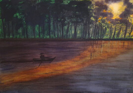 "Evening sunrays on the river"